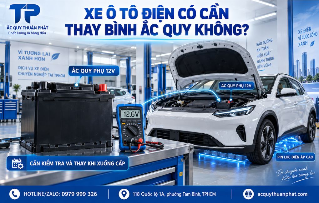 Xe ô tô điện có cần thay bình ắc quy không