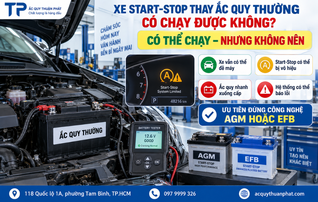 Xe Start-stop thay ắc quy thường có chạy được không