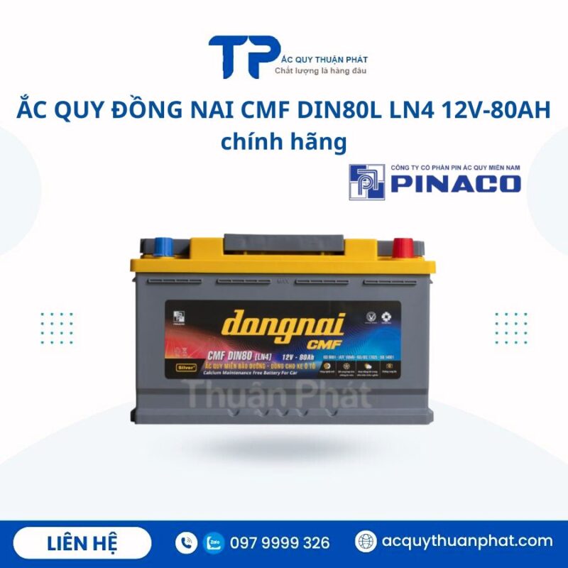 Ắc Quy Đồng Nai CMF DIN80L LN4 12V - 80AH chính hãng