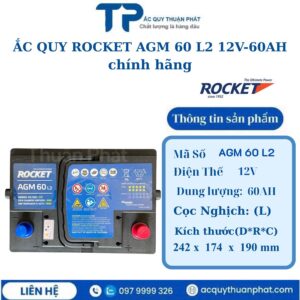 Ắc Quy Rocket AGM 60 L2 12V-60AH chính hãng