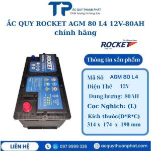 Ắc Quy Rocket AGM 80 LN4 12V-80AH chính hãng