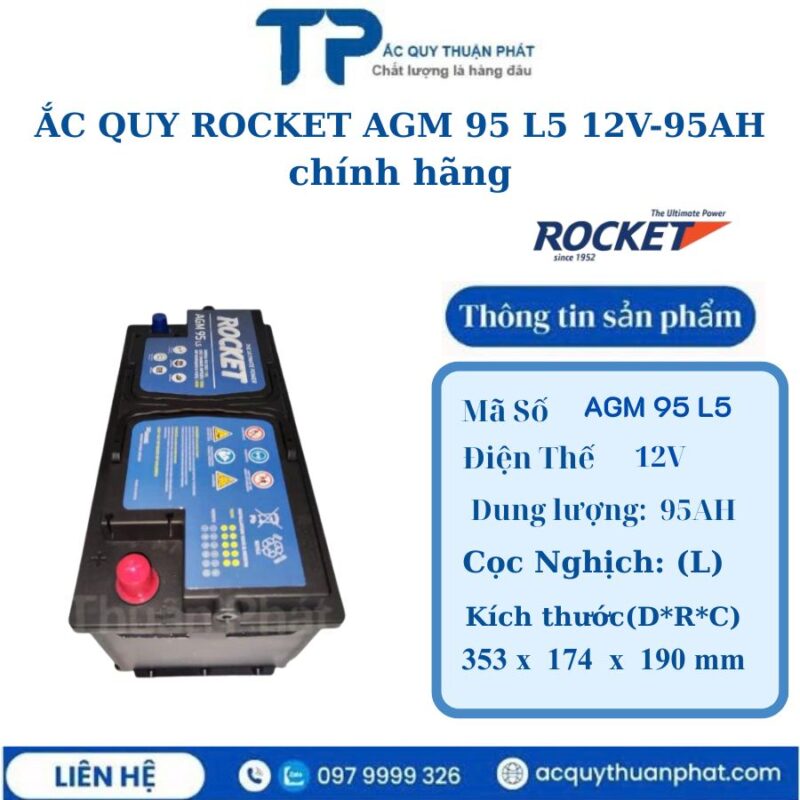 Ắc Quy Rocket AGM 95 L5 12V-95AH chính hãng
