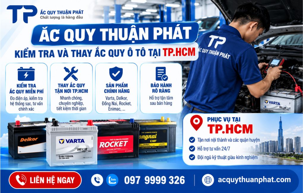 Ắc Quy Thuận Phát kiểm tra và thay ắc quy ô tô tại TPHCM