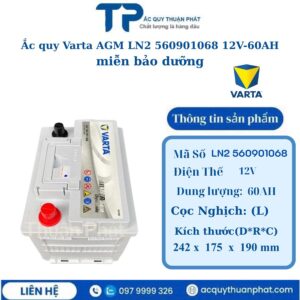 Ắc Quy Varta AGM LN2 560901068 12V-60AH miễn bảo dưỡng