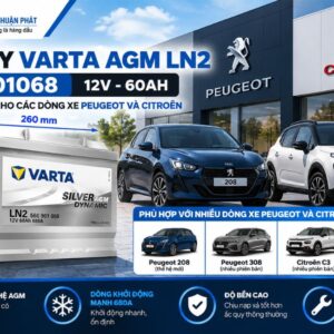 Ắc Quy Varta AGM LN2 560901068 dùng xe Peugeot Citroen
