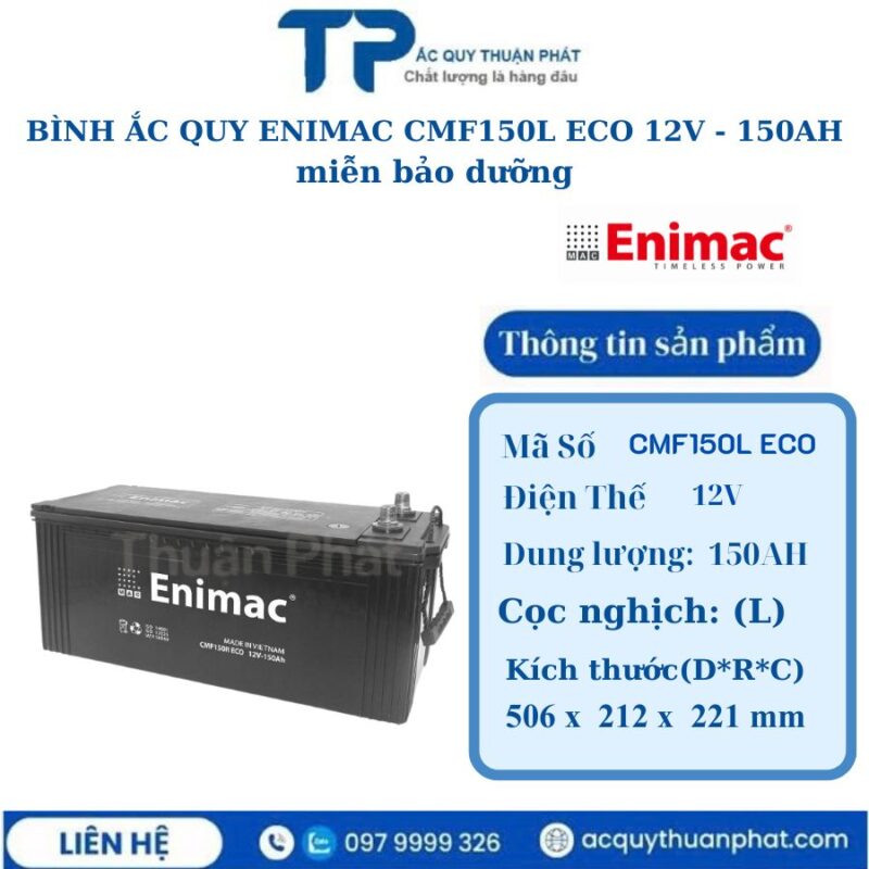 Bình ắc quy Enimac CMF150L Eco 12V - 150AH miễn bảo dưỡng