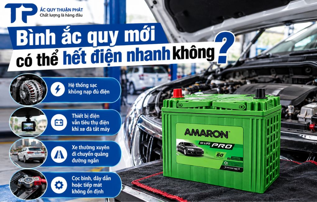 Bình ắc quy mới có thể hết điện nhanh không