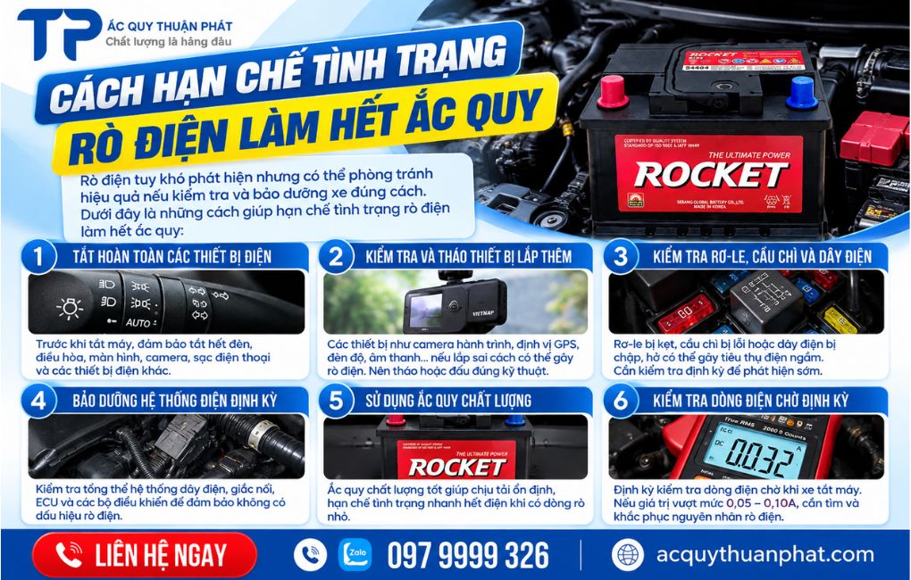 Cách hạn chế tình trạng rò điện làm hết ắc quy