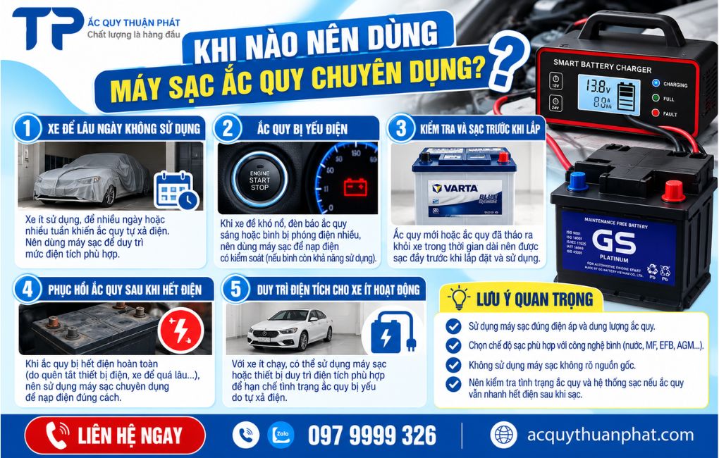 Khi nào nên dùng máy sạc ắc quy chuyên dụng