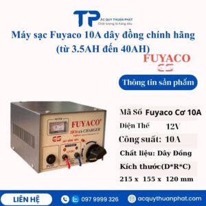 Máy sạc Fuyaco 10A dây đồng sạc từ 3.5AH đến 40AH