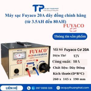 Máy sạc Fuyaco 20A dây đồng từ 3,5AH đến 80AH