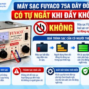 Máy sạc Fuyaco 75A dây đồng có tự ngắt khi đầy không
