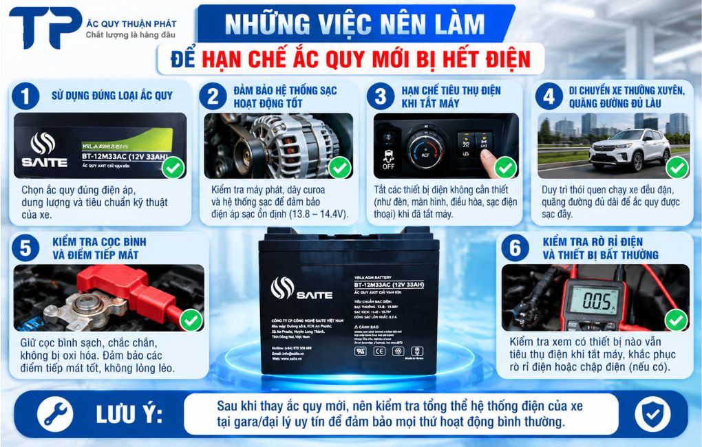Những việc nên làm để hạn chế ắc quy mới bị hết điện