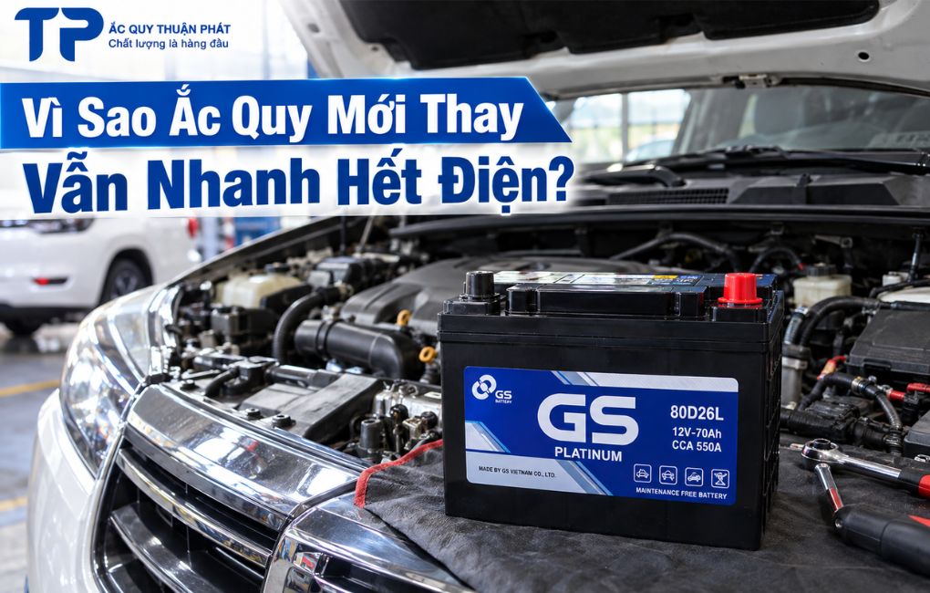 Vì sao ắc quy mới thay vẫn nhanh hết điện