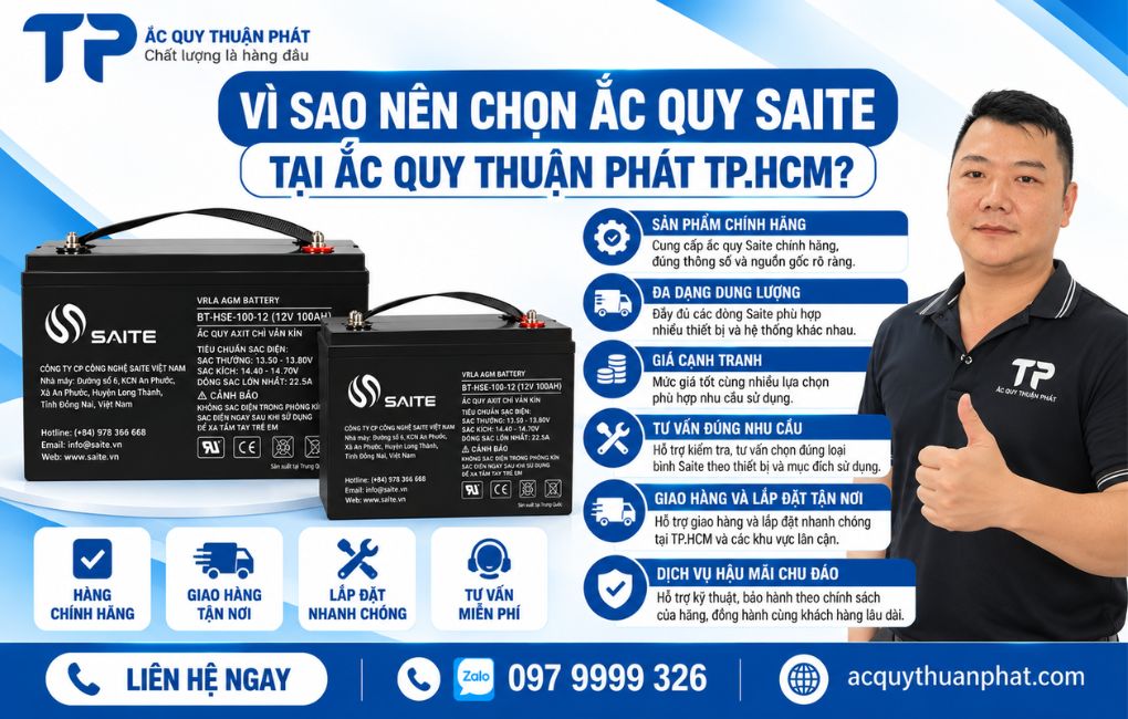 Vì sao nên chọn ắc quy Saite tại Thuận Phát